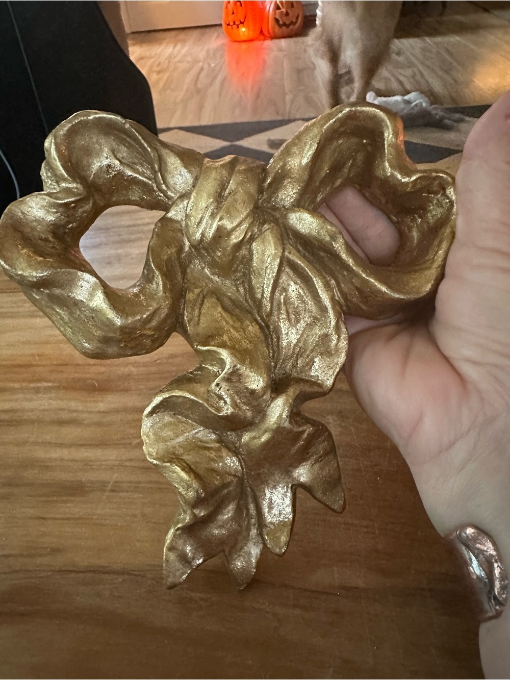 Gold Decorative Bow Accent to hang on wall ect.  7”x7”
